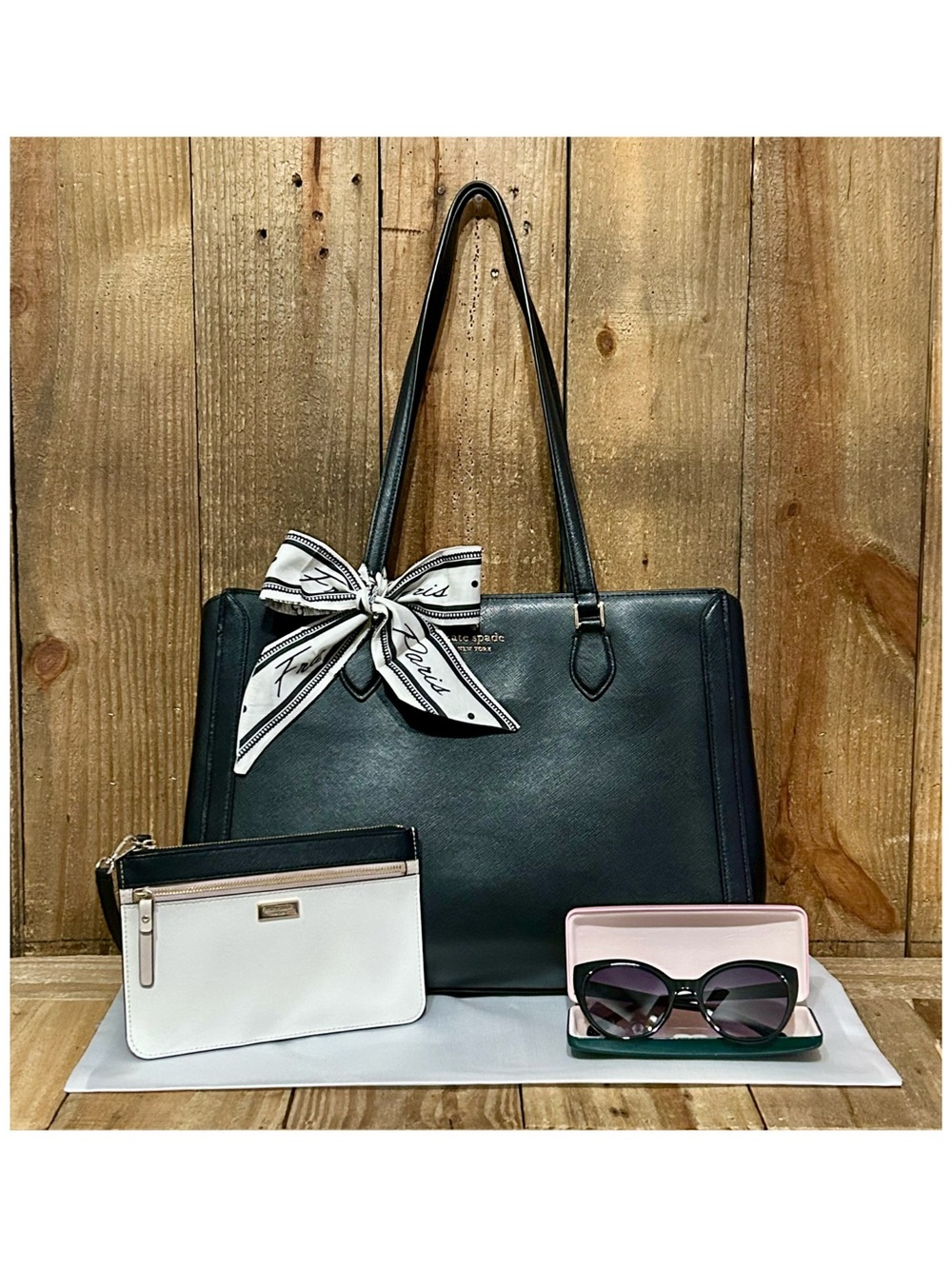 Kate Spade. 5 Piece: Madison Tote, Free Wristlet, Sunnies/Case, Scarf & Dust Bag - Picture 16 of 16